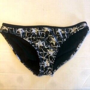 CONVERSE Large Black White Bikini Bottom Swim Lined Pool Beach Sun Neutral